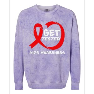 Hiv Awareness Red Ribbon World Aids Day Fighters Colorblast Crewneck Sweatshirt