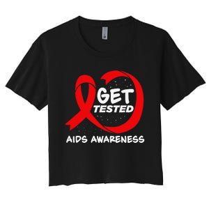 Hiv Awareness Red Ribbon World Aids Day Fighters Women's Crop Top Tee