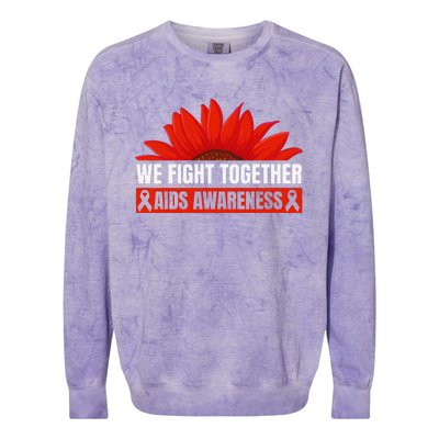 Hiv Awareness Red Ribbon World Aids Day Fighters Colorblast Crewneck Sweatshirt