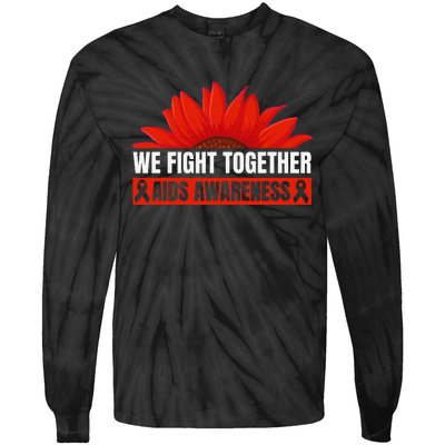 Hiv Awareness Red Ribbon World Aids Day Fighters Tie-Dye Long Sleeve Shirt