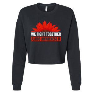 Hiv Awareness Red Ribbon World Aids Day Fighters Cropped Pullover Crew