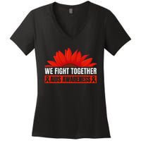 Hiv Awareness Red Ribbon World Aids Day Fighters Women's V-Neck T-Shirt