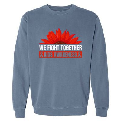 Hiv Awareness Red Ribbon World Aids Day Fighters Garment-Dyed Sweatshirt