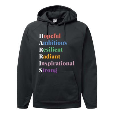 Hopeful Ambitious Resilient Radiant Inspirational Strong Performance Fleece Hoodie