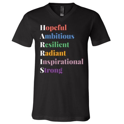 Hopeful Ambitious Resilient Radiant Inspirational Strong V-Neck T-Shirt