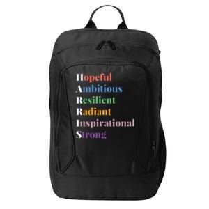 Hopeful Ambitious Resilient Radiant Inspirational Strong City Backpack