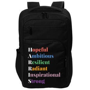 Hopeful Ambitious Resilient Radiant Inspirational Strong Impact Tech Backpack