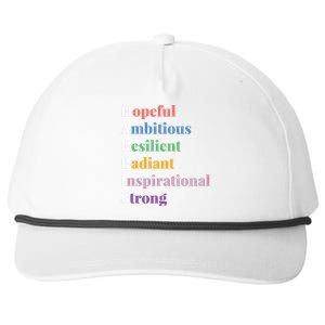 Hopeful Ambitious Resilient Radiant Inspirational Strong Snapback Five-Panel Rope Hat