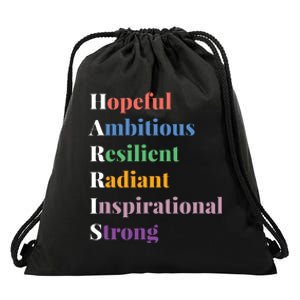 Hopeful Ambitious Resilient Radiant Inspirational Strong Drawstring Bag