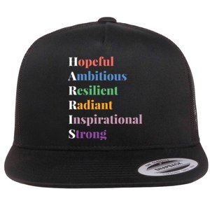 Hopeful Ambitious Resilient Radiant Inspirational Strong Flat Bill Trucker Hat