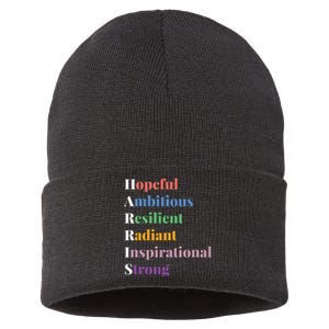 Hopeful Ambitious Resilient Radiant Inspirational Strong Sustainable Knit Beanie