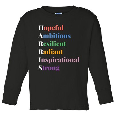 Hopeful Ambitious Resilient Radiant Inspirational Strong Toddler Long Sleeve Shirt