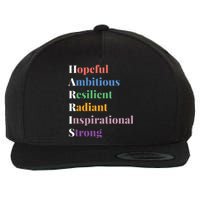 Hopeful Ambitious Resilient Radiant Inspirational Strong Wool Snapback Cap