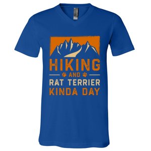 Hiking And Rat Terrier Kinda Day Rattie Hiker Gift V-Neck T-Shirt