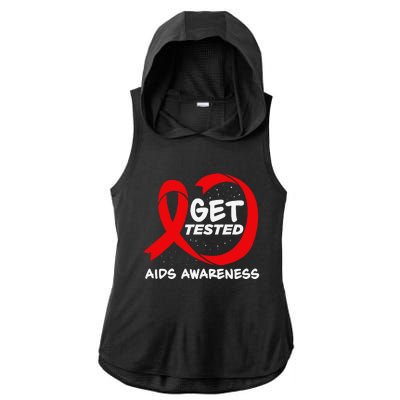 Hiv Awareness Red Ribbon World Aids Day Fighters Ladies PosiCharge Tri-Blend Wicking Draft Hoodie Tank