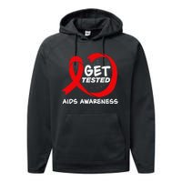 Hiv Awareness Red Ribbon World Aids Day Fighters Performance Fleece Hoodie