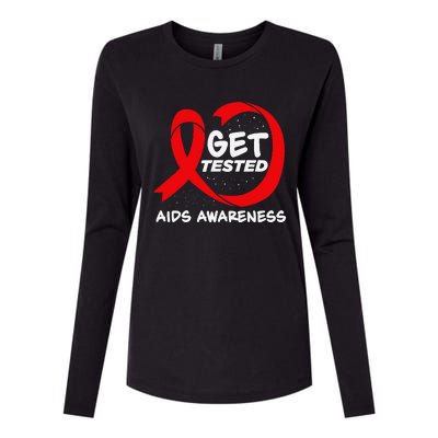 Hiv Awareness Red Ribbon World Aids Day Fighters Womens Cotton Relaxed Long Sleeve T-Shirt