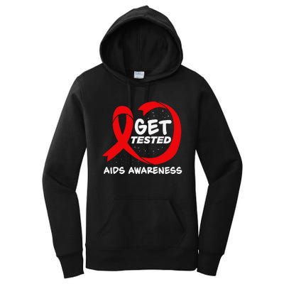 Hiv Awareness Red Ribbon World Aids Day Fighters Women's Pullover Hoodie