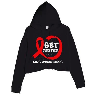 Hiv Awareness Red Ribbon World Aids Day Fighters Crop Fleece Hoodie