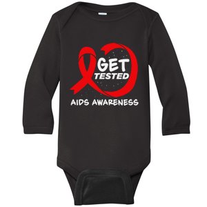 Hiv Awareness Red Ribbon World Aids Day Fighters Baby Long Sleeve Bodysuit