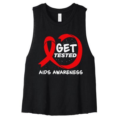 Hiv Awareness Red Ribbon World Aids Day Fighters Women's Racerback Cropped Tank