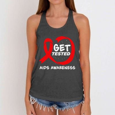 Hiv Awareness Red Ribbon World Aids Day Fighters Women's Knotted Racerback Tank