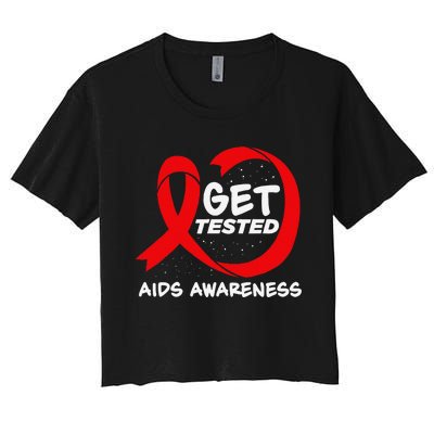 Hiv Awareness Red Ribbon World Aids Day Fighters Women's Crop Top Tee