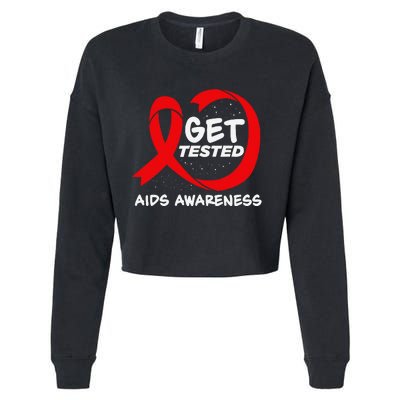 Hiv Awareness Red Ribbon World Aids Day Fighters Cropped Pullover Crew