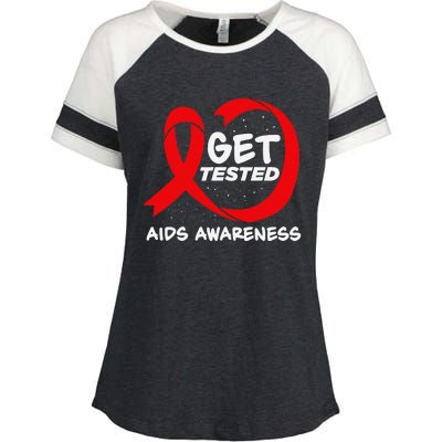 Hiv Awareness Red Ribbon World Aids Day Fighters Enza Ladies Jersey Colorblock Tee