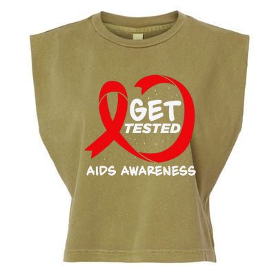 Hiv Awareness Red Ribbon World Aids Day Fighters Garment-Dyed Women's Muscle Tee