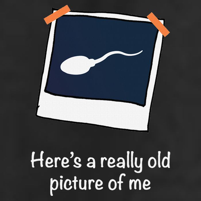 HereS A Really Old Picture Of Me Funny Sperm Gag Adult 7 Panel Mesh Trucker Snapback Hat