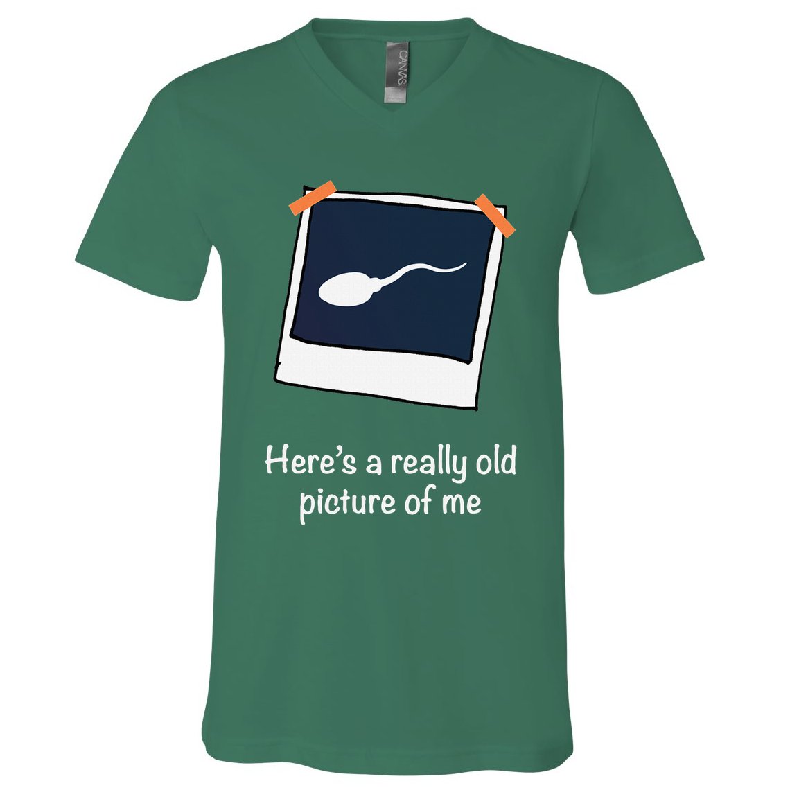 HereS A Really Old Picture Of Me Funny Sperm Gag Adult V-Neck T-Shirt