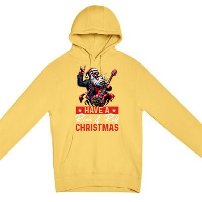 Have A Rock And Roll Christmas Funny Santa Guitar Player Great Gift Premium Pullover Hoodie