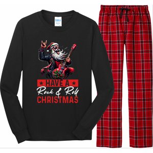 Have A Rock And Roll Christmas Funny Santa Guitar Player Great Gift Long Sleeve Pajama Set