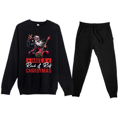 Have A Rock And Roll Christmas Funny Santa Guitar Player Great Gift Premium Crewneck Sweatsuit Set