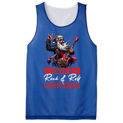 Have A Rock And Roll Christmas Funny Santa Guitar Player Great Gift Mesh Reversible Basketball Jersey Tank