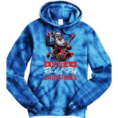 Have A Rock And Roll Christmas Funny Santa Guitar Player Great Gift Tie Dye Hoodie