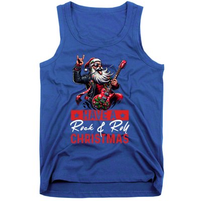 Have A Rock And Roll Christmas Funny Santa Guitar Player Great Gift Tank Top