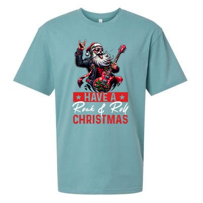 Have A Rock And Roll Christmas Funny Santa Guitar Player Great Gift Sueded Cloud Jersey T-Shirt