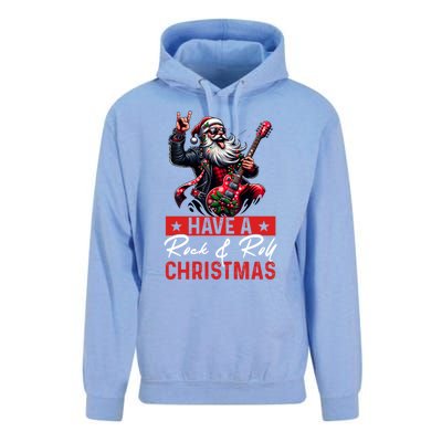 Have A Rock And Roll Christmas Funny Santa Guitar Player Great Gift Unisex Surf Hoodie