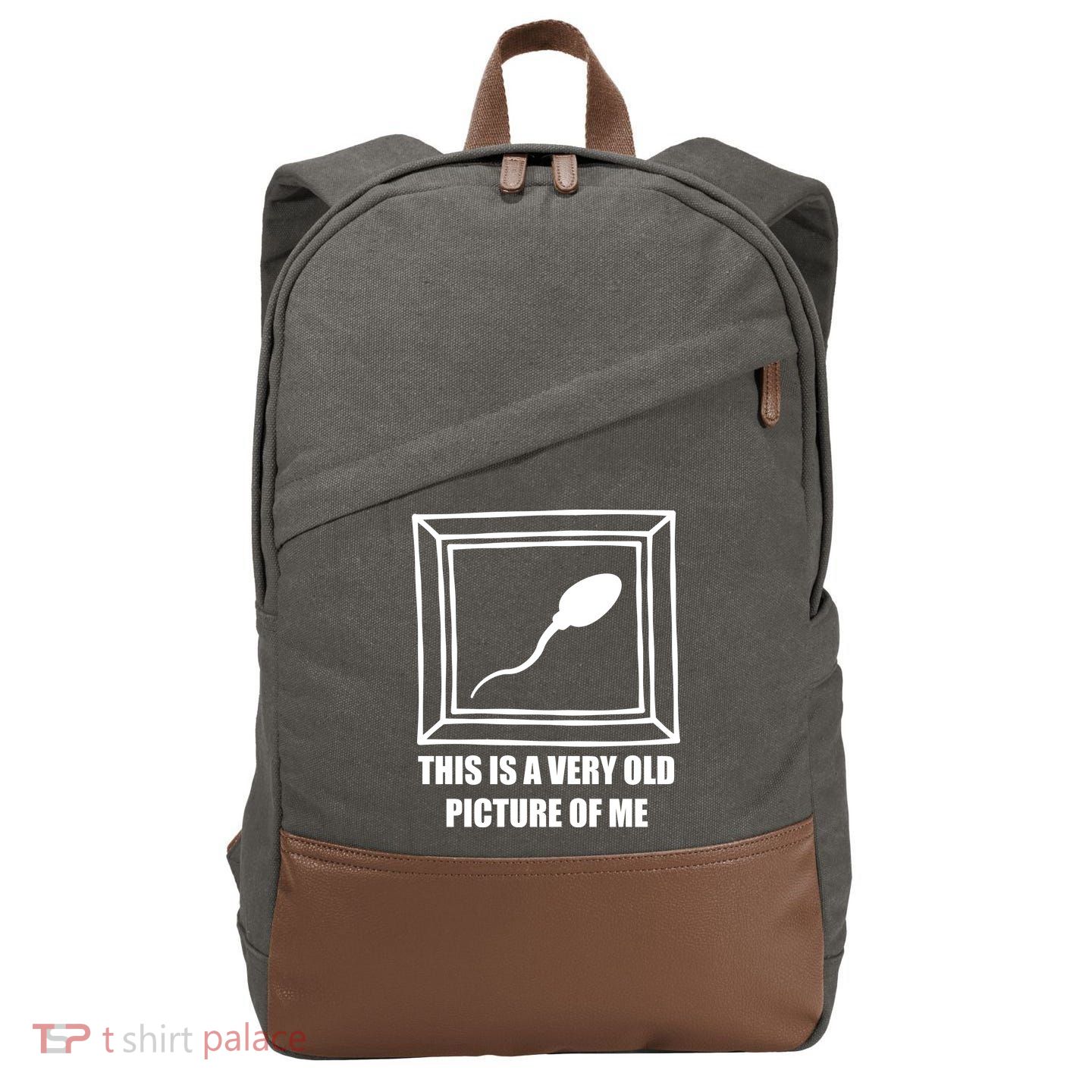 Here's A Really Old Picture Of Me Funny Sperm Birthday Cotton Canvas Backpack