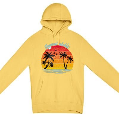 Hawaii Aloha Retro Sunset Beach Premium Pullover Hoodie