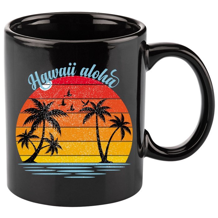 Hawaii Aloha Retro Sunset Beach 11oz C Handle Ceramic Mug