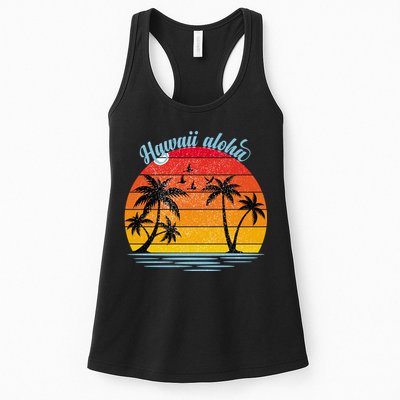 Hawaii Aloha Retro Sunset Beach Womens Tank Top