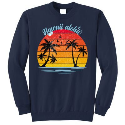 Hawaii Aloha Retro Sunset Beach Tall Sweatshirt