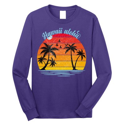 Hawaii Aloha Retro Sunset Beach Long Sleeve Shirt