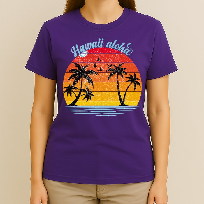 Hawaii Aloha Retro Sunset Beach T-Shirt