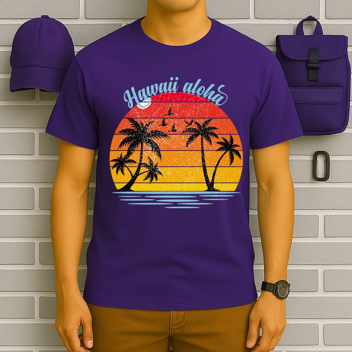 Hawaii Aloha Retro Sunset Beach T-Shirt