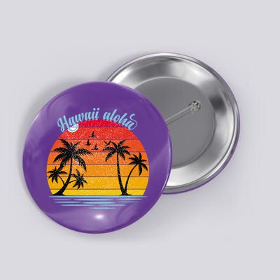 Hawaii Aloha Retro Sunset Beach Button