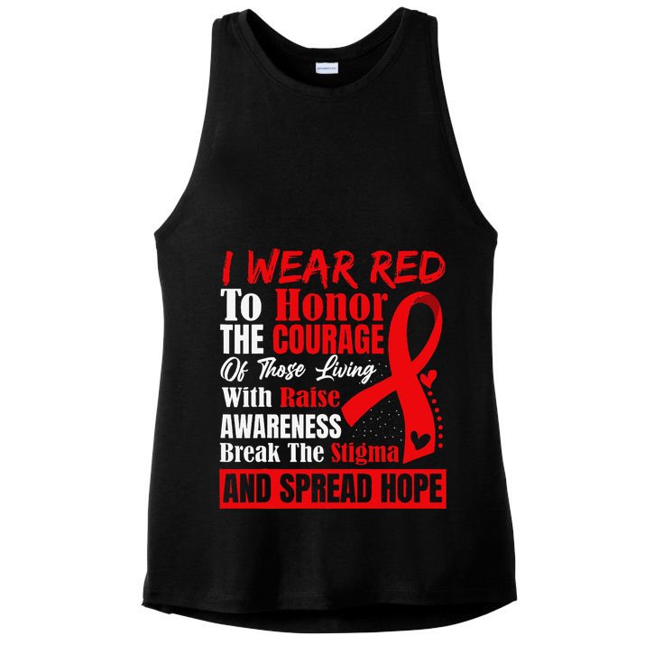 Hiv Awareness Red Ribbon World Aids Day Fighters Ladies PosiCharge Tri-Blend Wicking Tank